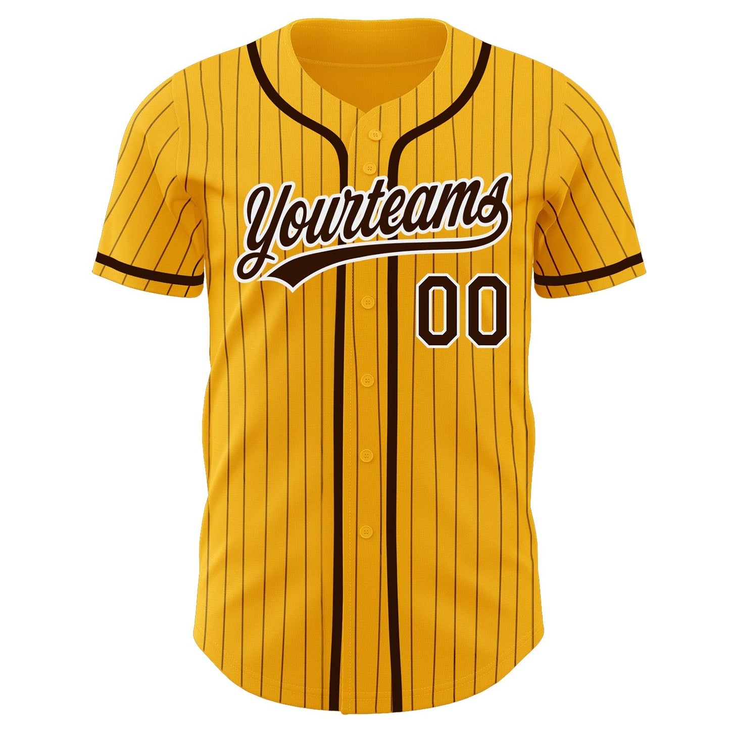 Custom Gold Brown Pinstripe Brown-White Authentic Baseball Jersey baseball jersey product view 2