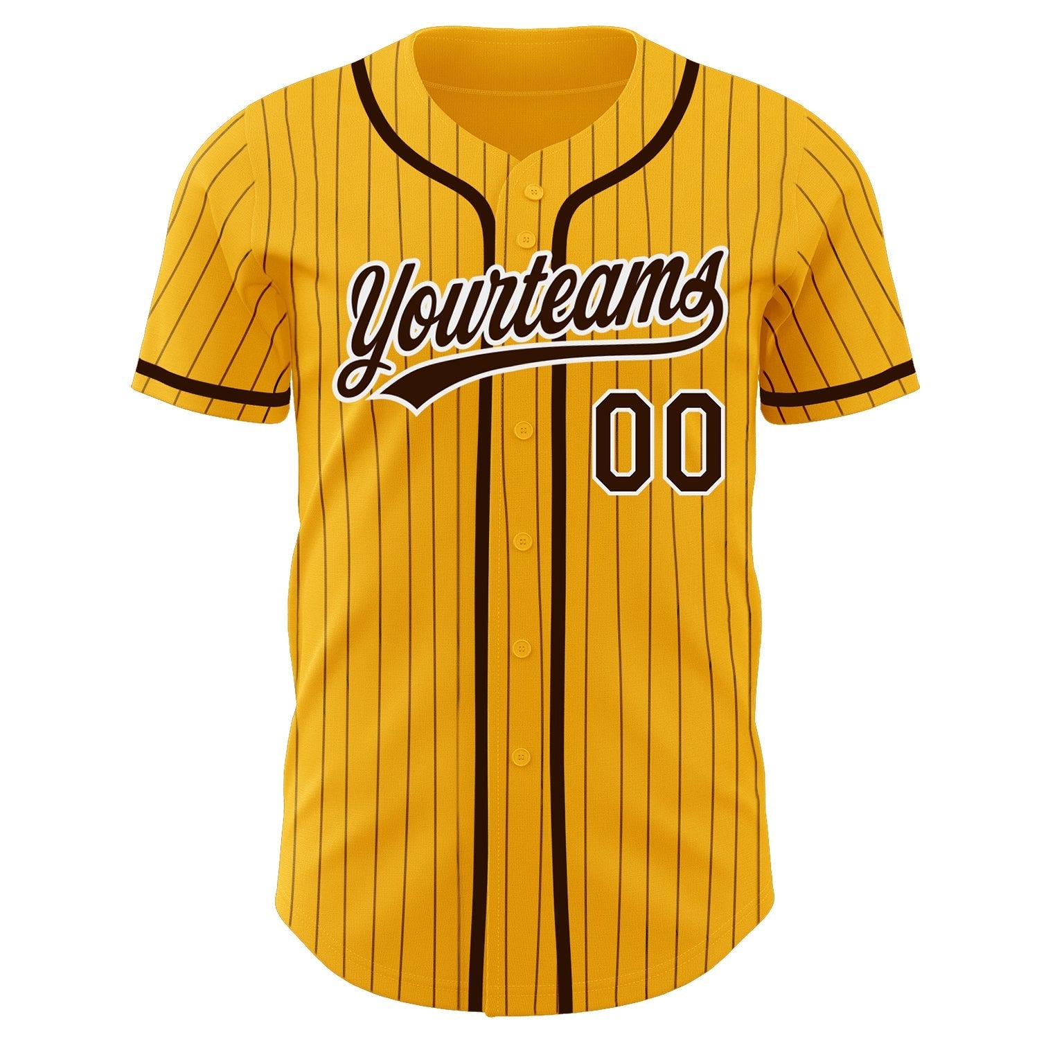 Custom Gold Brown Pinstripe Brown-White Authentic Baseball Jersey baseball jersey product view 2