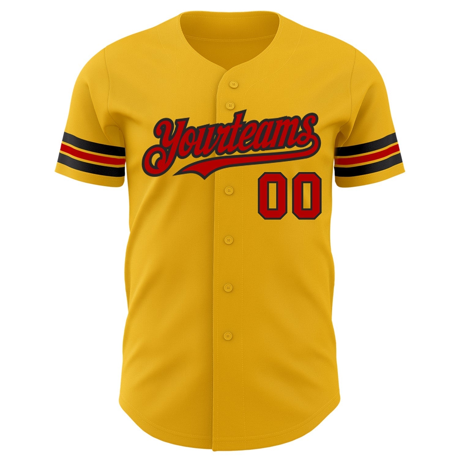 Custom Gold Red-Black Authentic Baseball Jersey baseball jersey product view 2