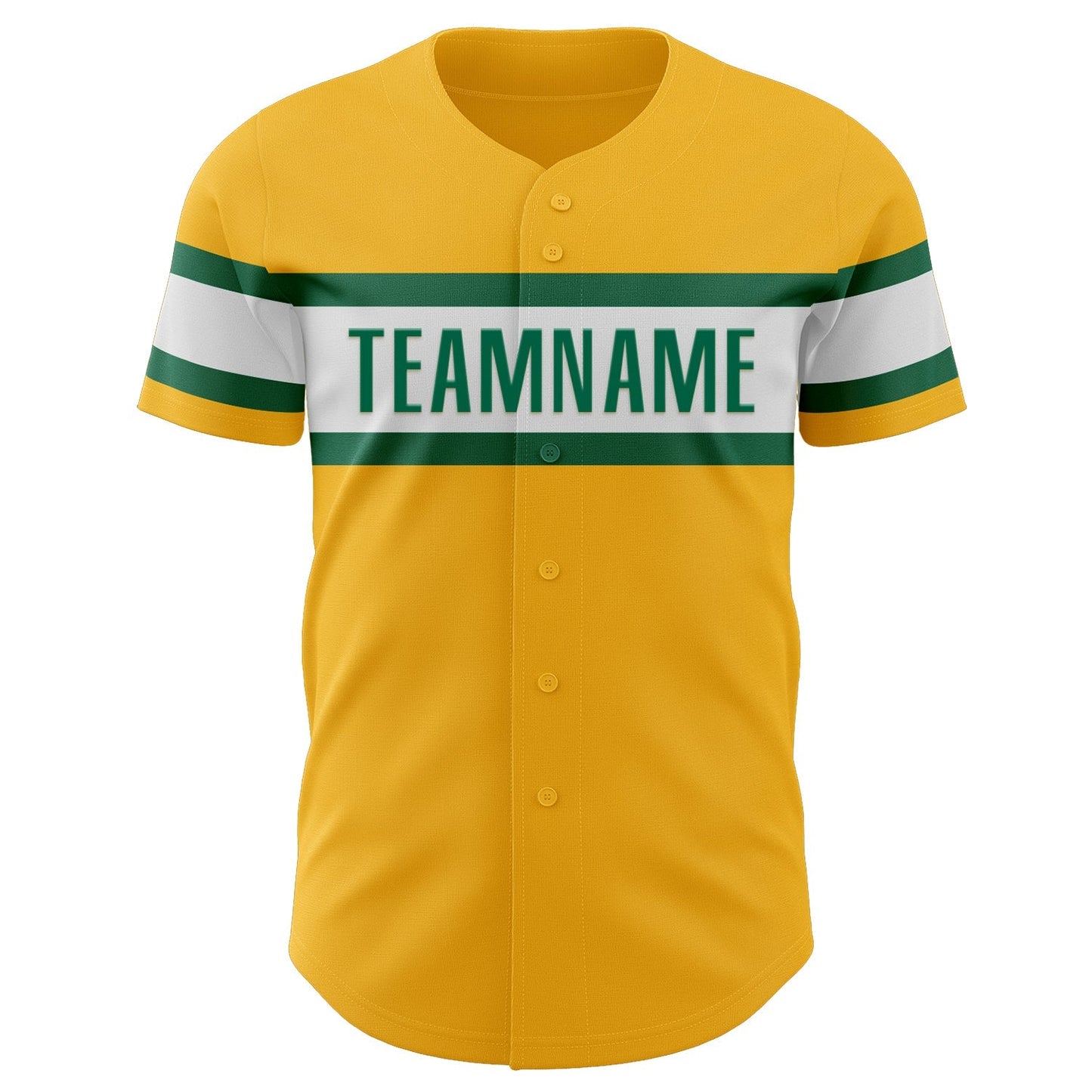 Custom Gold Kelly Green-White Authentic Baseball Jersey baseball jersey product view 2
