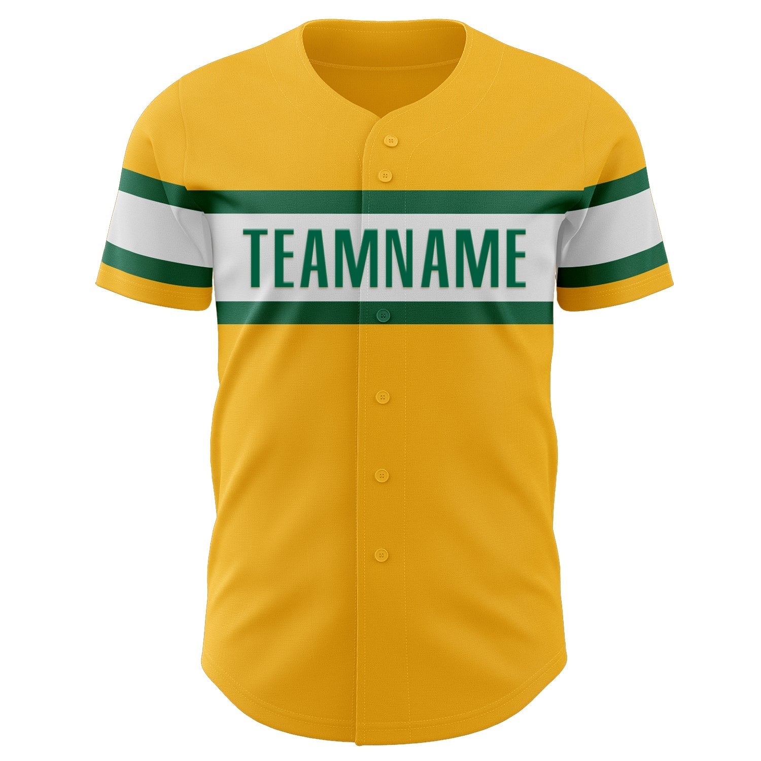 Custom Gold Kelly Green-White Authentic Baseball Jersey baseball jersey product view 2
