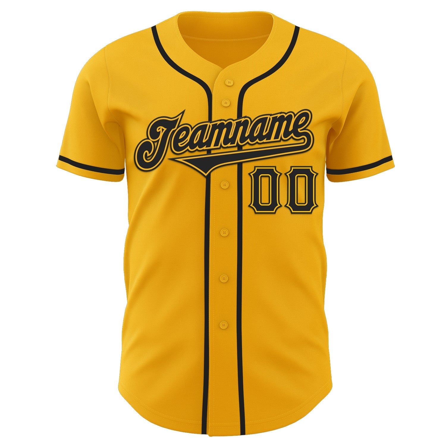 Custom Gold Black Authentic Baseball Jersey baseball jersey product view 2