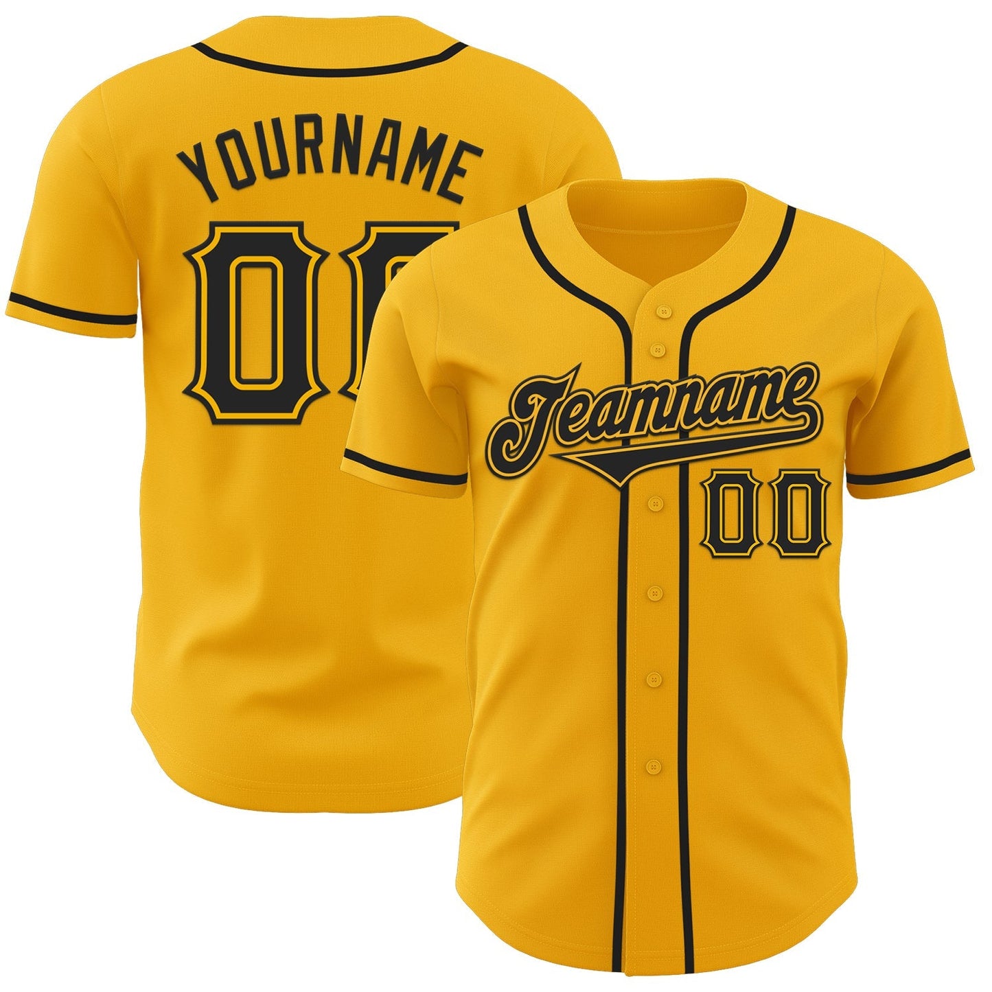 Custom Gold Black Authentic Baseball Jersey baseball jersey product view 1