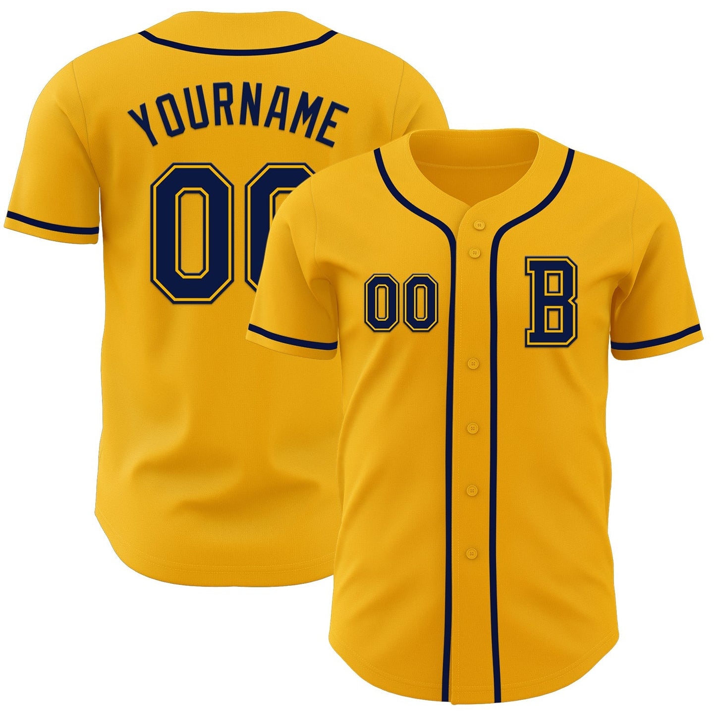Custom Gold Navy Authentic Baseball Jersey baseball jersey product view 1