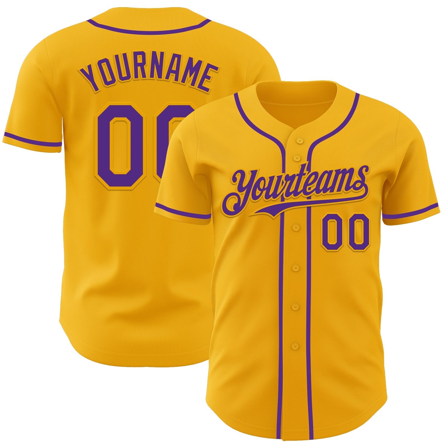 Custom Gold Purple Authentic Baseball Jersey baseball jersey product view 1