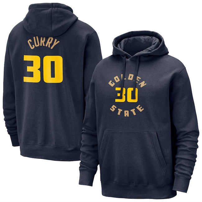 Golden State Warriors 30 Stephen Curry Navy 2024 25 City Edition Pullover Hoodie Basketball Jersey basketball jersey product view 1