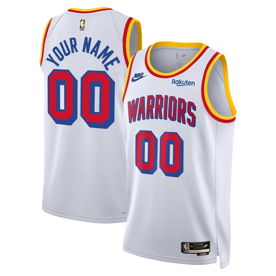 Golden State Warriors Unisex Adult Swingman Badge Custom Jersey - Classic Edition - White Basketball Jersey basketball jersey product view 1