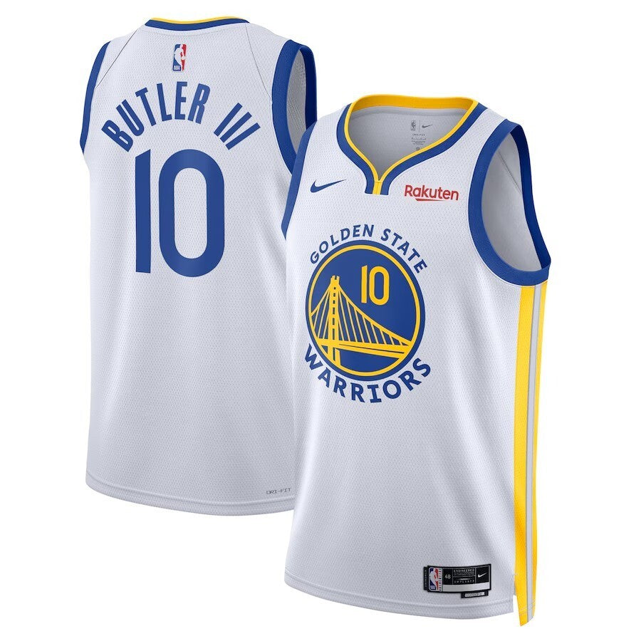 Golden State Warriors #10 Jimmy Butler III White Badged Swingman Jersey - Association Edition Style 2 basketball jersey product view 1