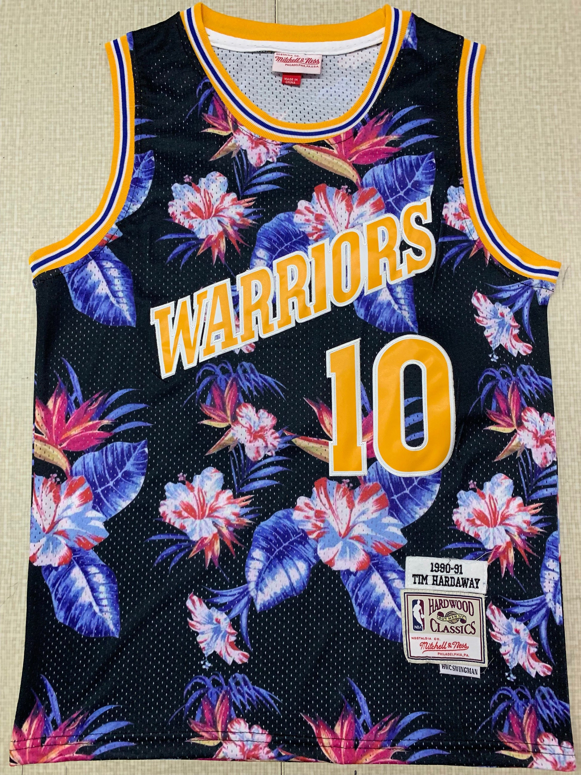 Golden State Warriors #10 Ness Floral Fashion Warriors 10 # Hardaway Style 2 Basketball Jersey basketball jersey product view 1