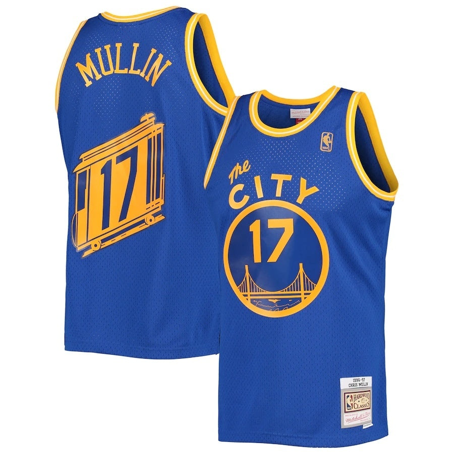 Golden State Warriors #17 Chris Mullin Mitchell & Ness 1996-97 Hardwood Classics Swingman Jersey - Royal basketball jersey product view 1