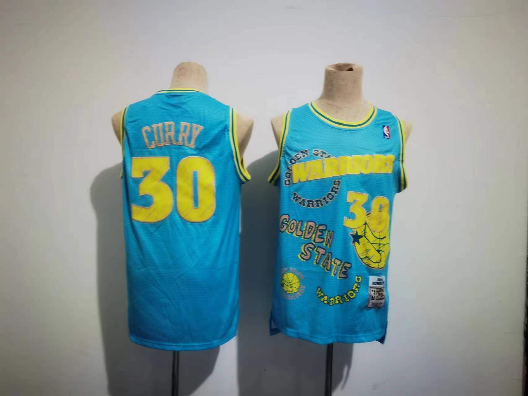 Golden State Warriors #30 Curry Sketching version jersey blue Basketball Jersey basketball jersey product view 1