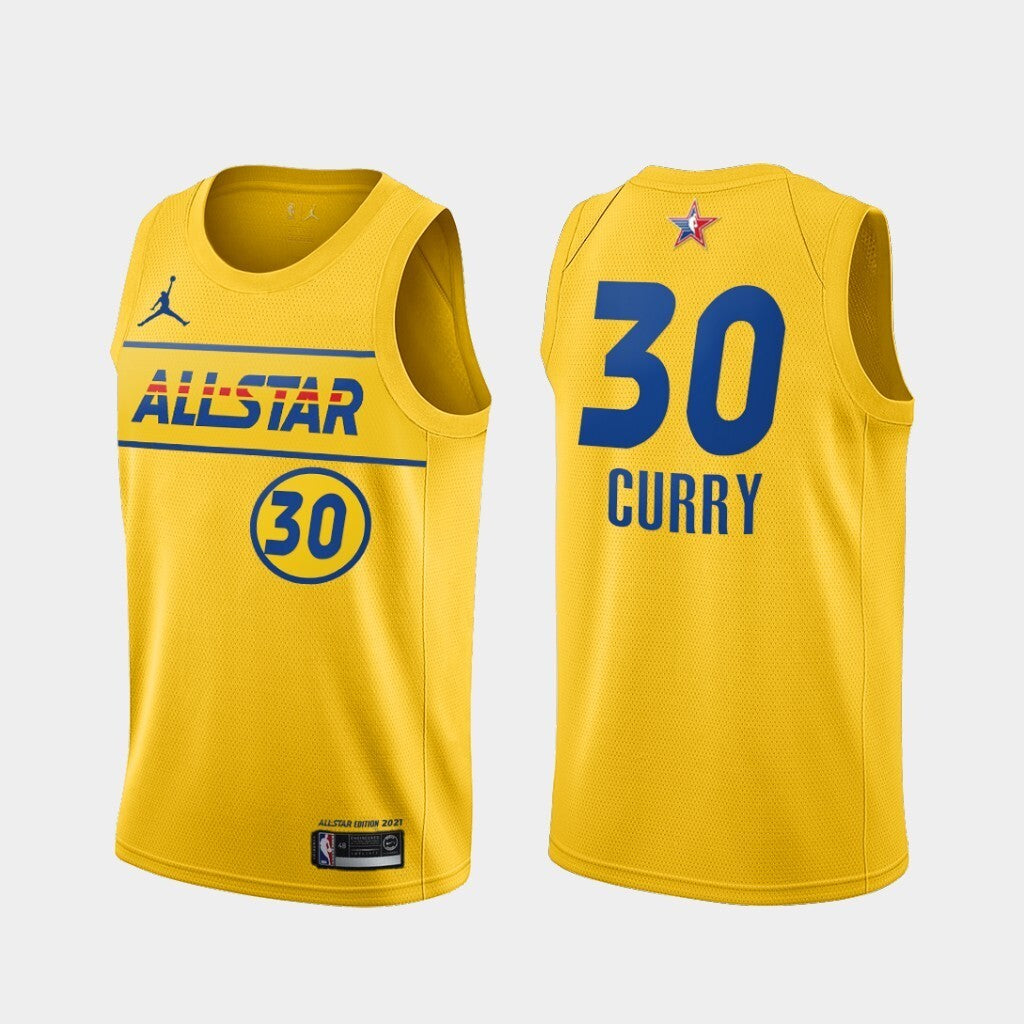 Golden State Warriors #30 Stephen Curry 2021-all-star-western-conference-gold-warriors-jersey basketball jersey product view 1