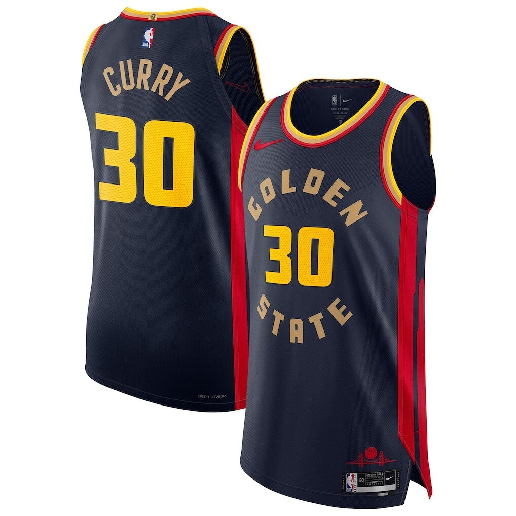 Golden State Warriors #30 Stephen Curry 202425 Authentic Player Jersey - City Edition - Navy basketball jersey product view 1