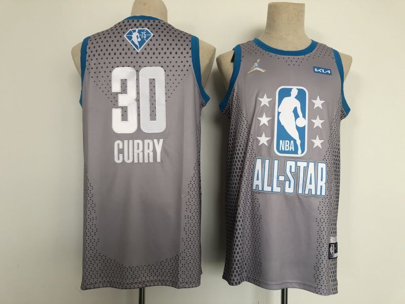 Golden State Warriors #30 Stephen Curry Warriors 30 Gray 22 All-Star Basketball Jersey basketball jersey product view 1