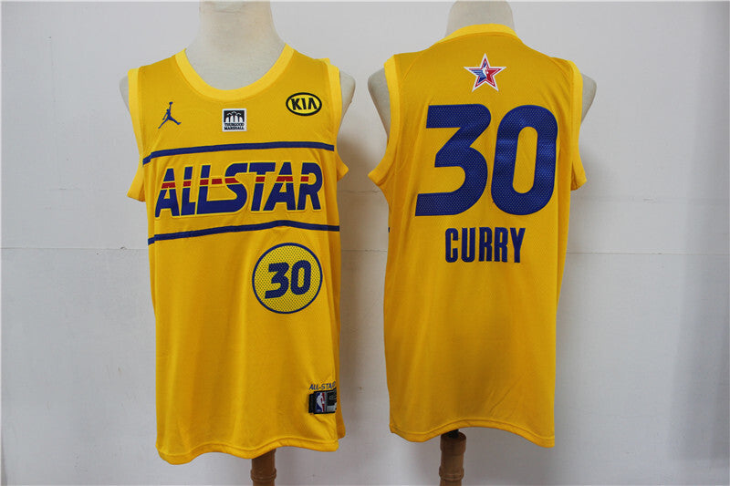 Golden State Warriors #30 Stephen Curry Warriors 30 # 20-21 Season All-Star Yellow Jersey -- With Logo basketball jersey product view 1