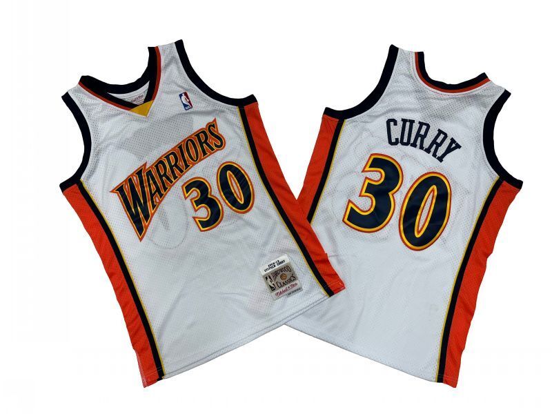 Golden State Warriors #30 Stephen Curry Warriors 30 # White 09-10 Season Mitchell Retro Jersey --. Curry Style 2 basketball jersey product view 1