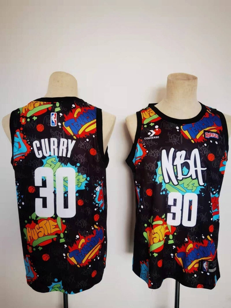 Golden State Warriors #30 curry 2022 nba all-star kit pop culture street art black jersey Basketball Jersey basketball jersey product view 1