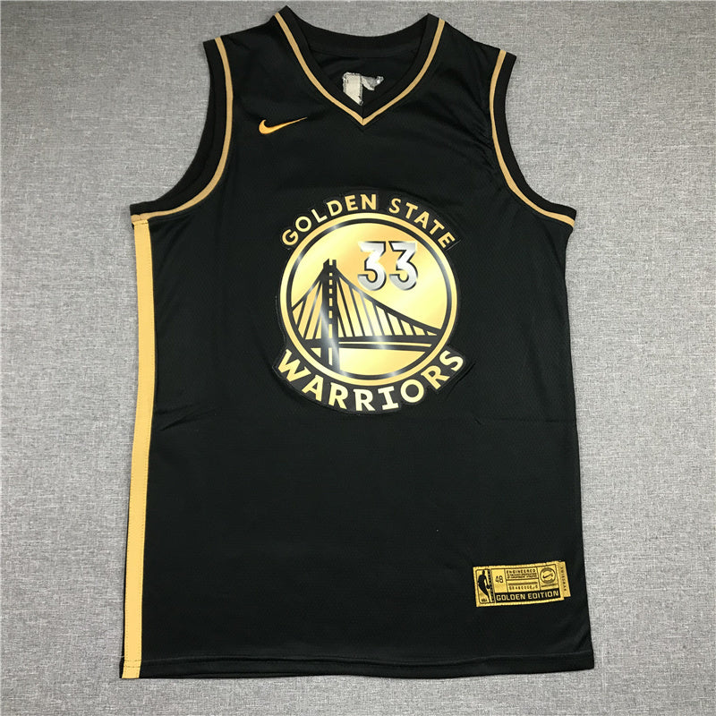 Golden State Warriors #33 James Wiseman New Black Gold Style 2 Basketball Jersey basketball jersey product view 1