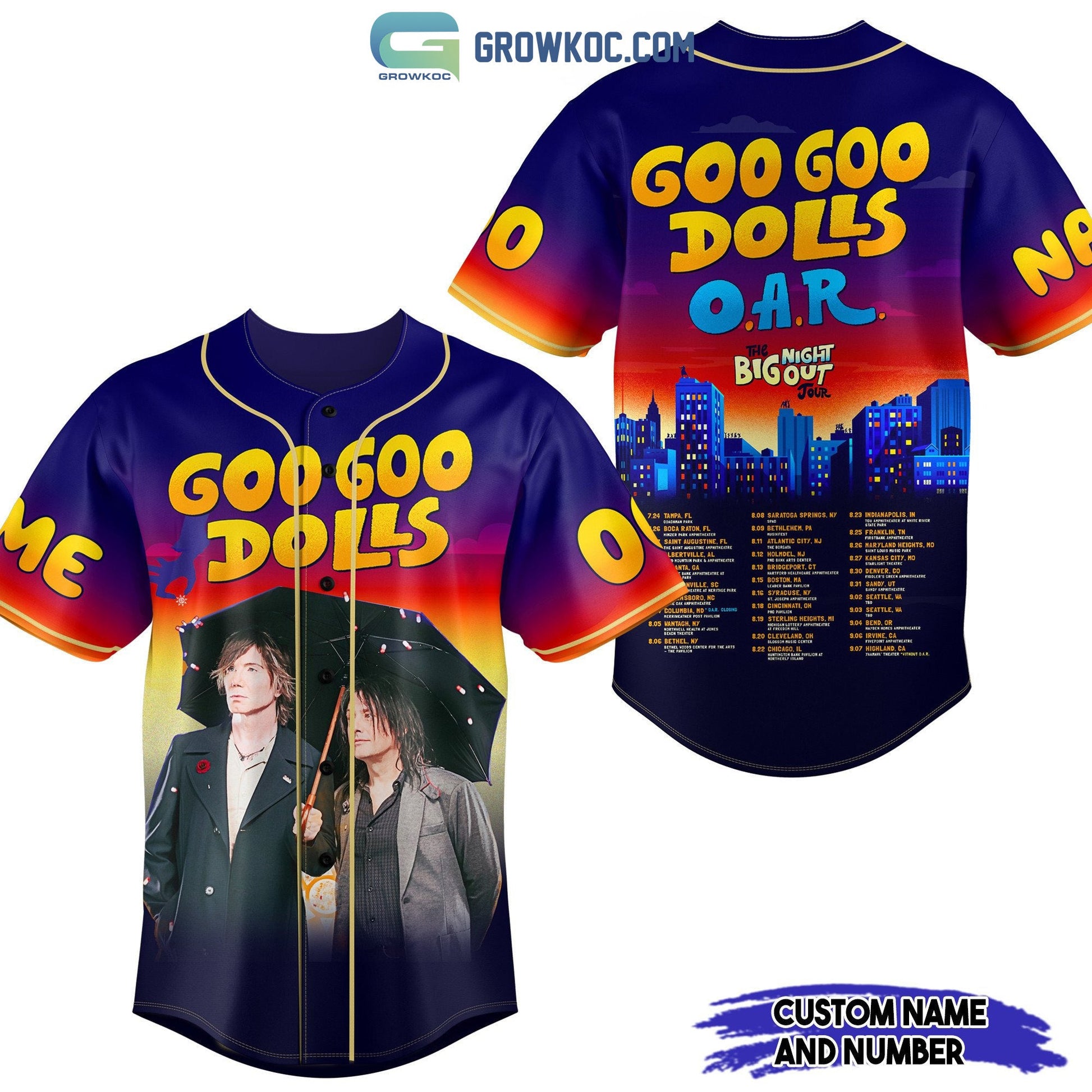 Goo Goo Dolls OAR Night Big Out Personalized Baseball Jersey baseball jersey product view 1