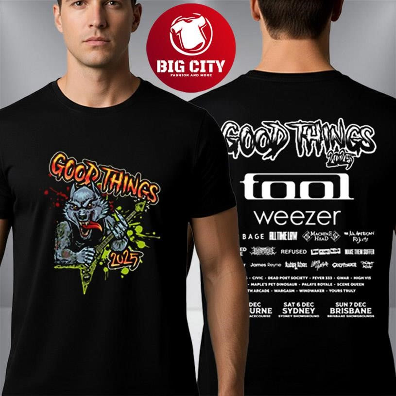 Good Things Festival Merchandise Woflman Event Logo Band Line Up Two Sided Shirt Unisex T-shirt, Sweatshirt, Hoodie, Long Sleeve Tee - T-Shirt, Sweatshirt, Hoodie