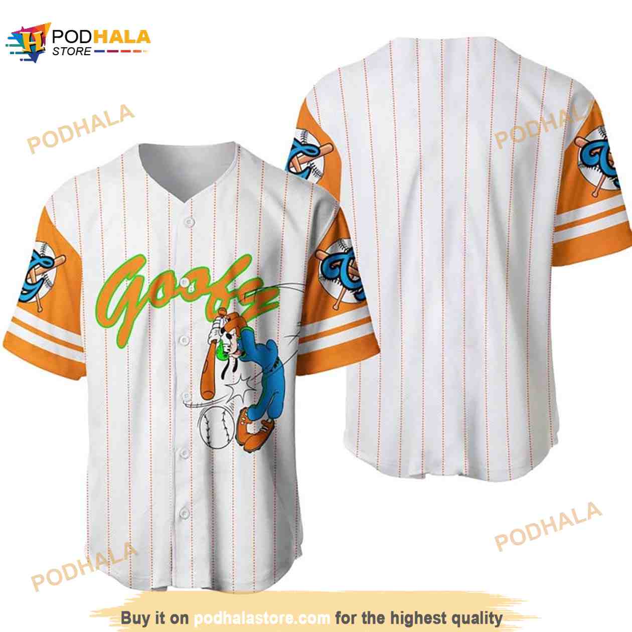 Goofy Dog All Over Print Pinstripe 3D Baseball Jersey baseball jersey product view 1