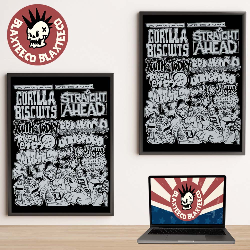 Gorilla Biscuits X Straight Ahead NYHC Brooklyn Monarch 2026 Event Shows Gig Poster Lineup On April 25 26 2026 Poster Canvas - T-Shirt, Sweatshirt, Hoodie