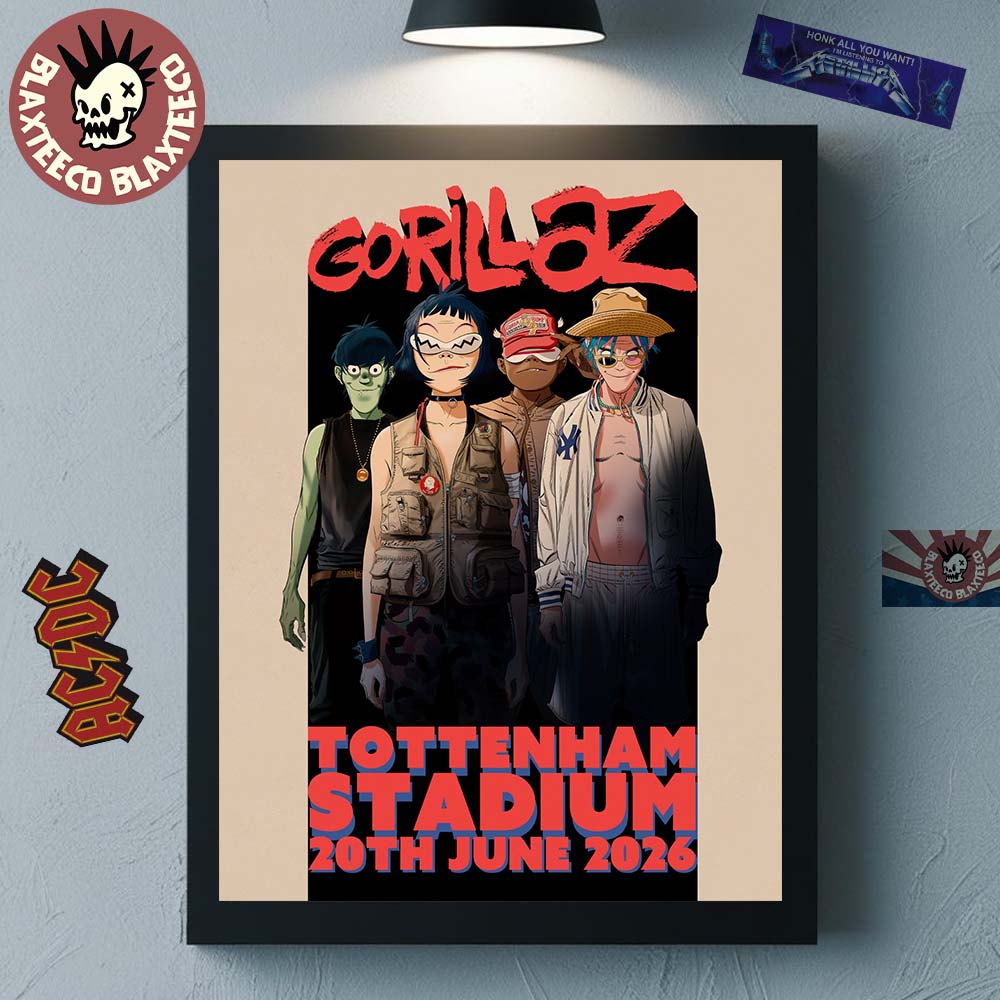 Gorillaz London England 2026 At Tottenham Stadium On 20 June 2026 Home Decor Poster Canvas - T-Shirt, Sweatshirt, Hoodie