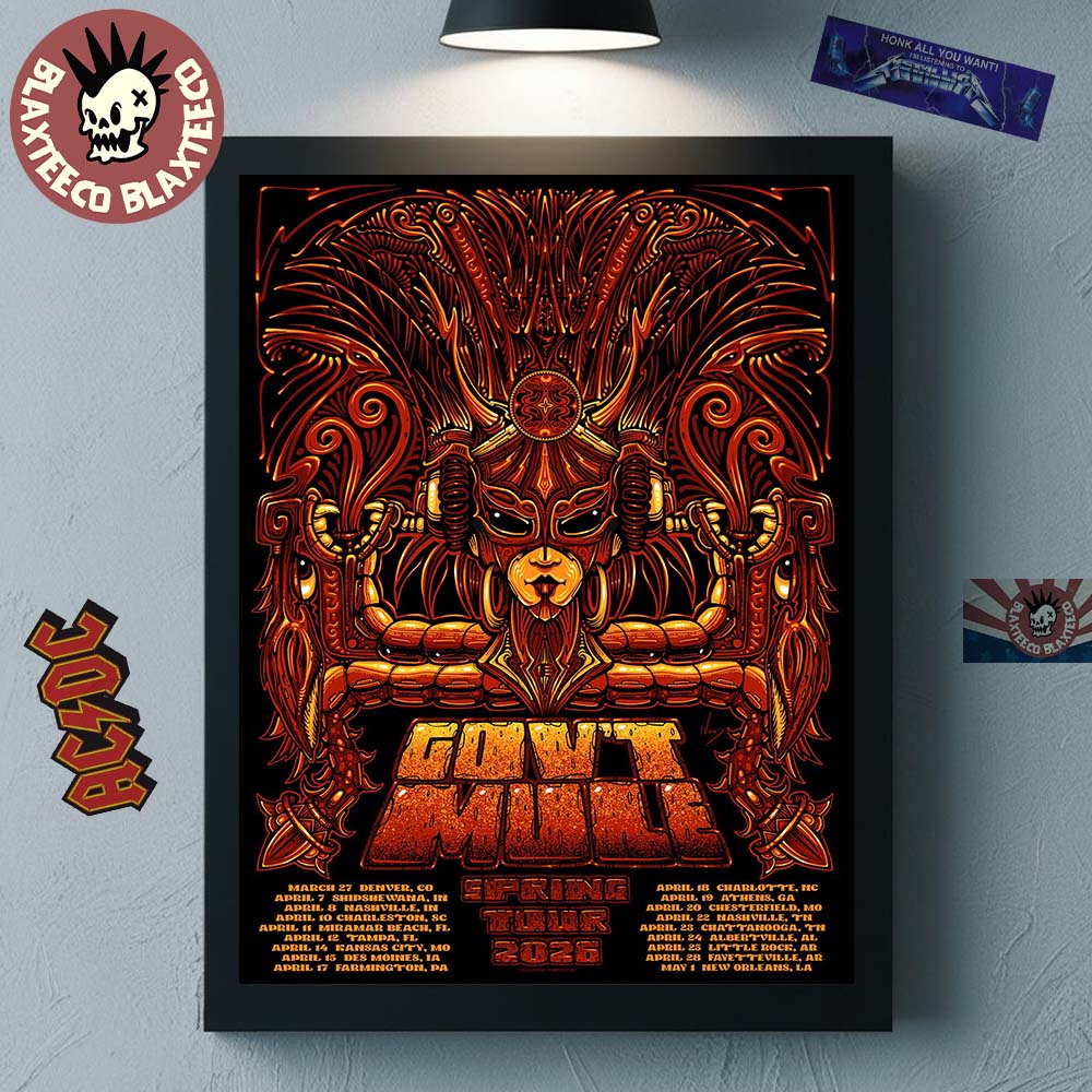 Govt Mule 2026 Spring Tour Poster Schedule Dates Home Decor Poster Canvas Unisex T-shirt, Sweatshirt, Hoodie, Long Sleeve Tee - T-Shirt, Sweatshirt, Hoodie