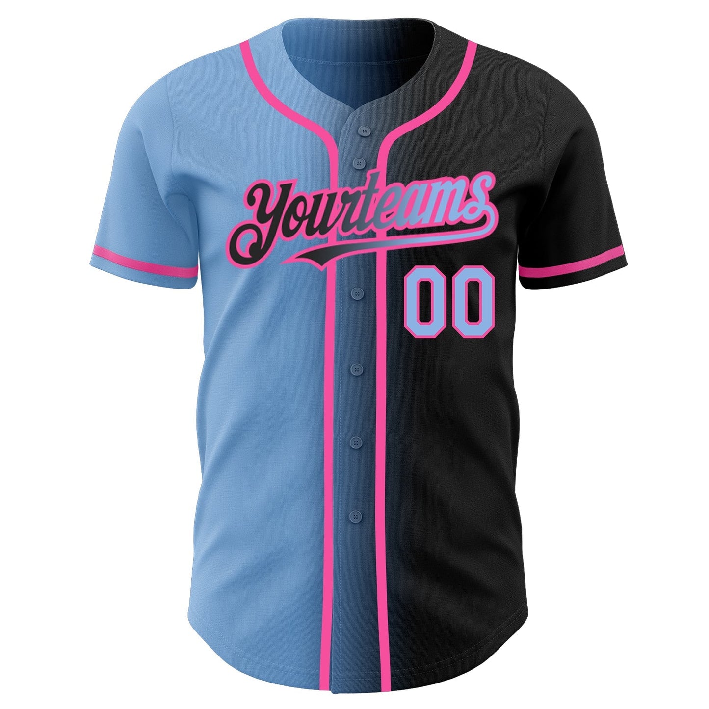 Custom Black Light Blue-Pink Authentic Gradient Fashion Baseball Jersey baseball jersey product view 2