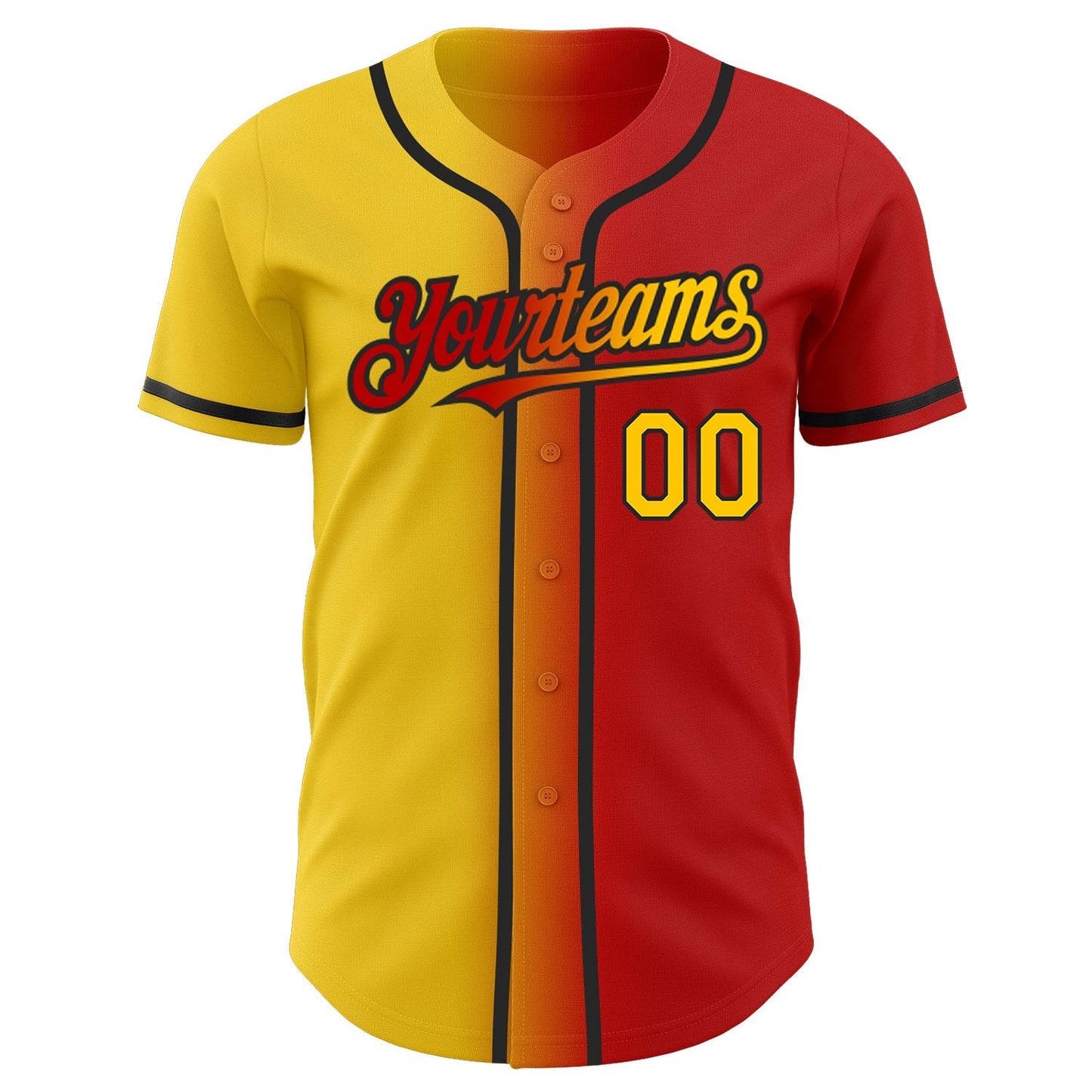Custom Red Yellow-Black Authentic Gradient Fashion Baseball Jersey baseball jersey product view 3