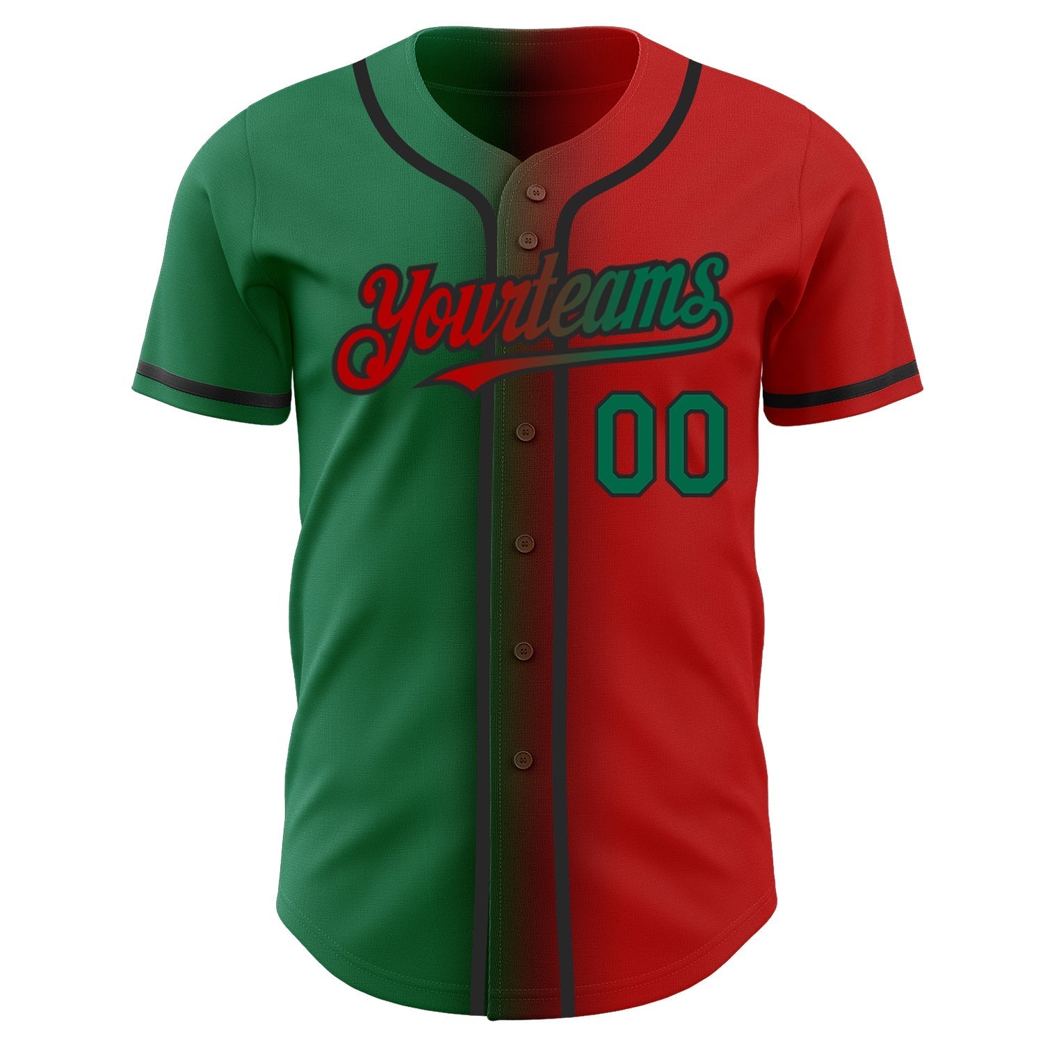 Custom Red Kelly Green-Black Authentic Gradient Fashion Baseball Jersey baseball jersey product view 2