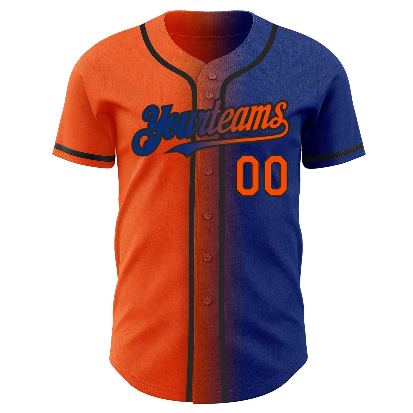 Custom Royal Orange-Black Authentic Gradient Fashion Baseball Jersey baseball jersey product view 2