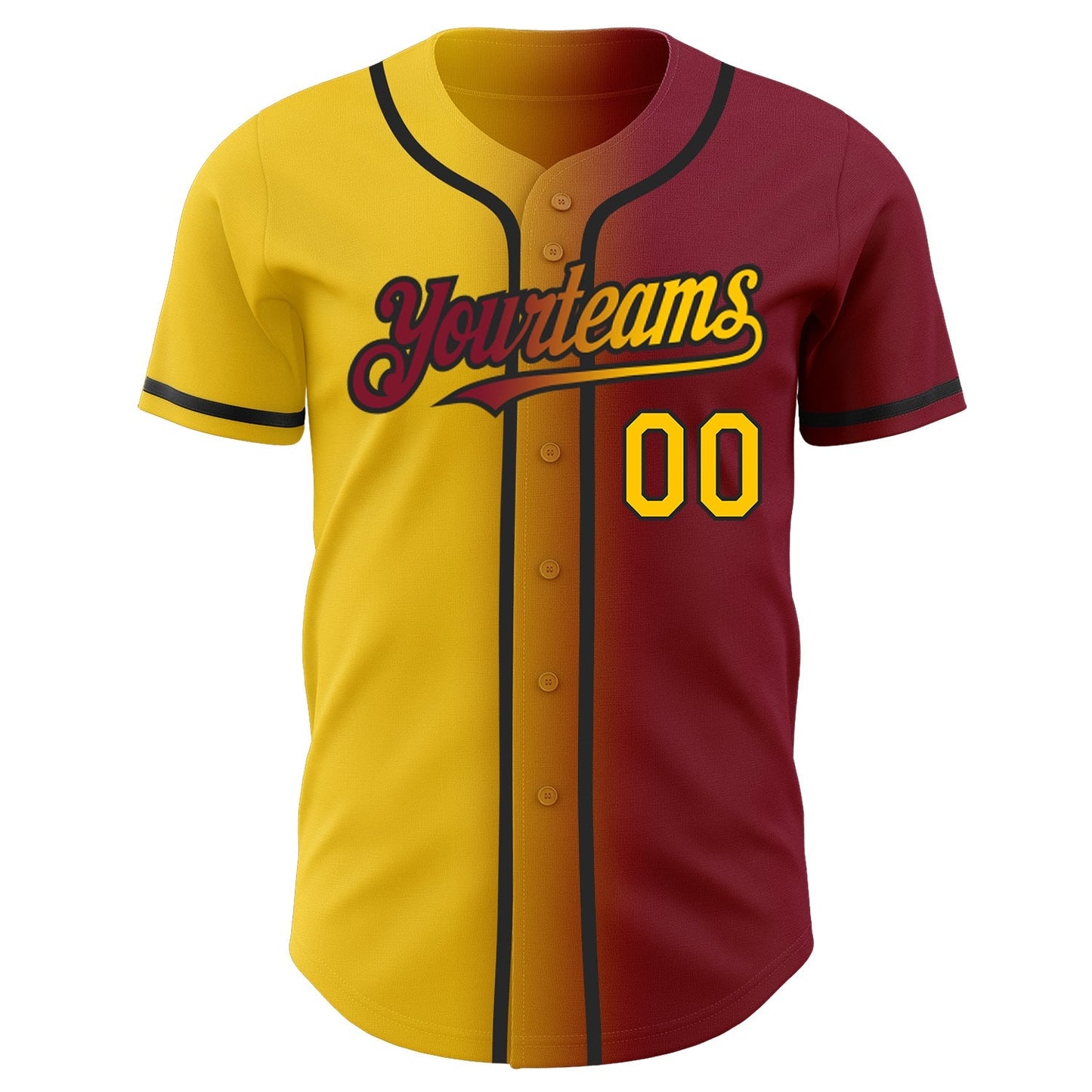 Custom Crimson Yellow-Black Authentic Gradient Fashion Baseball Jersey baseball jersey product view 2