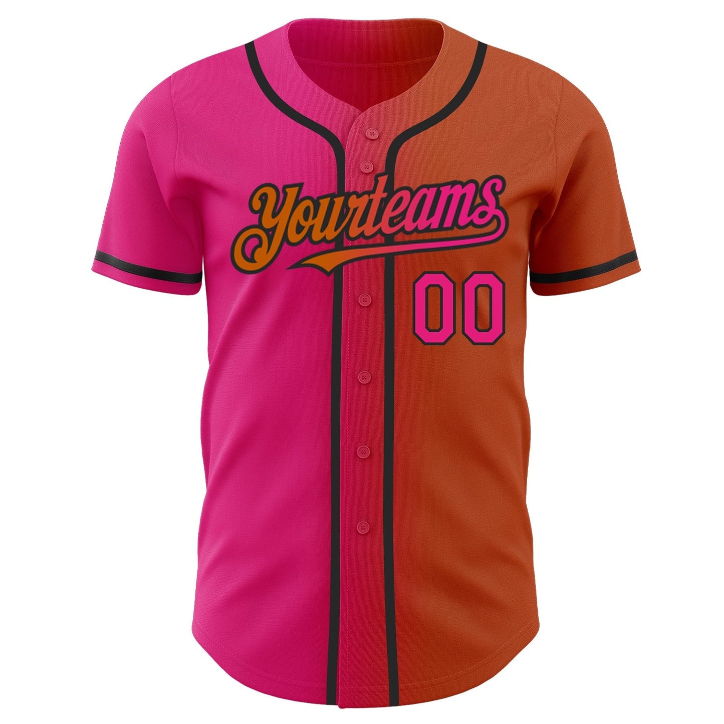 Custom Texas Orange Hot Pink-Black Authentic Gradient Fashion Baseball Jersey baseball jersey product view 2