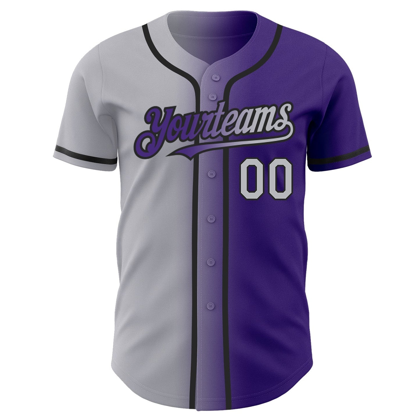 Custom Purple Gray-Black Authentic Gradient Fashion Baseball Jersey baseball jersey product view 2