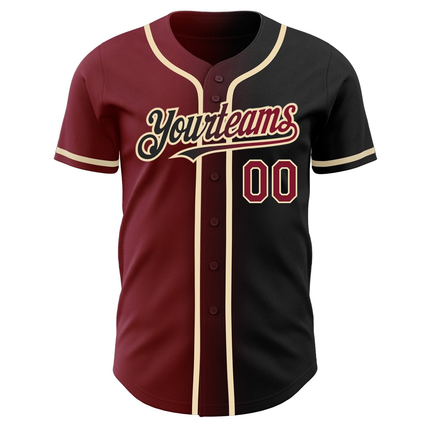 Custom Black Crimson-City Cream Authentic Gradient Fashion Baseball Jersey baseball jersey product view 2