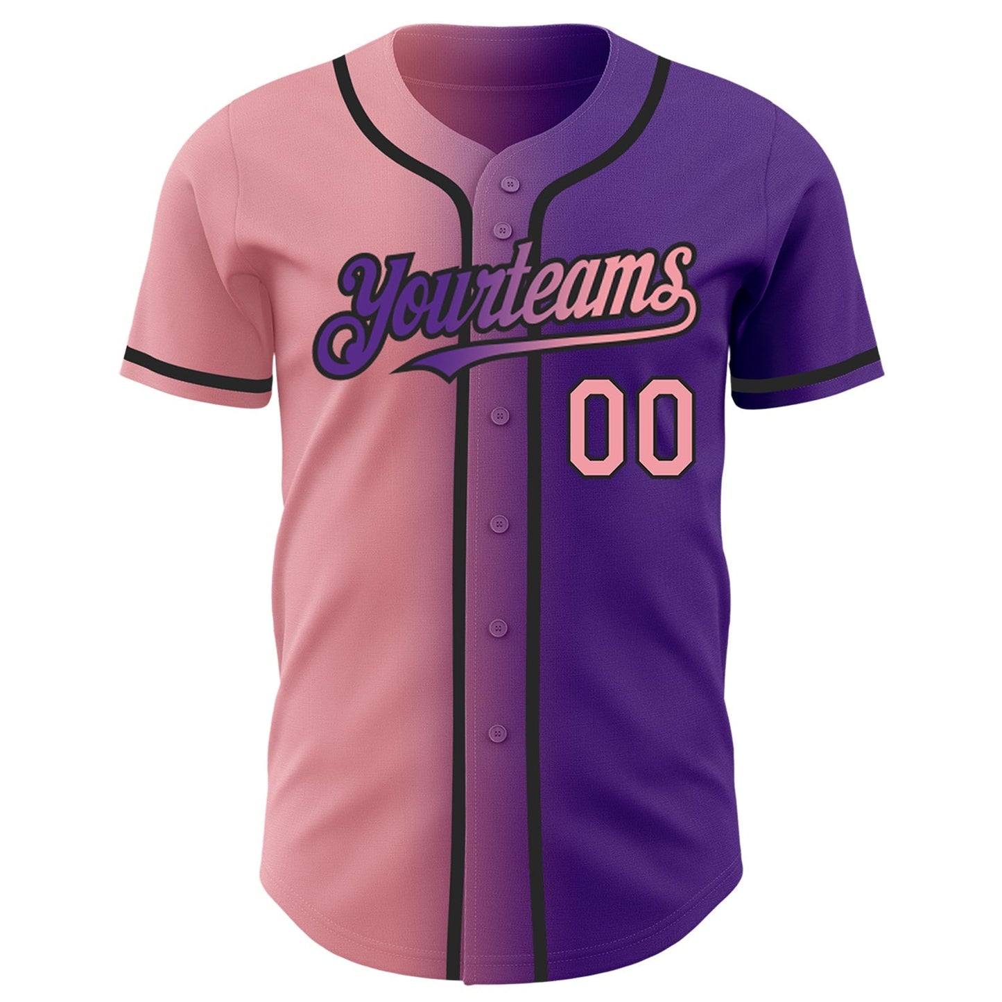 Custom Purple Medium Pink-Black Authentic Gradient Fashion Baseball Jersey baseball jersey product view 2