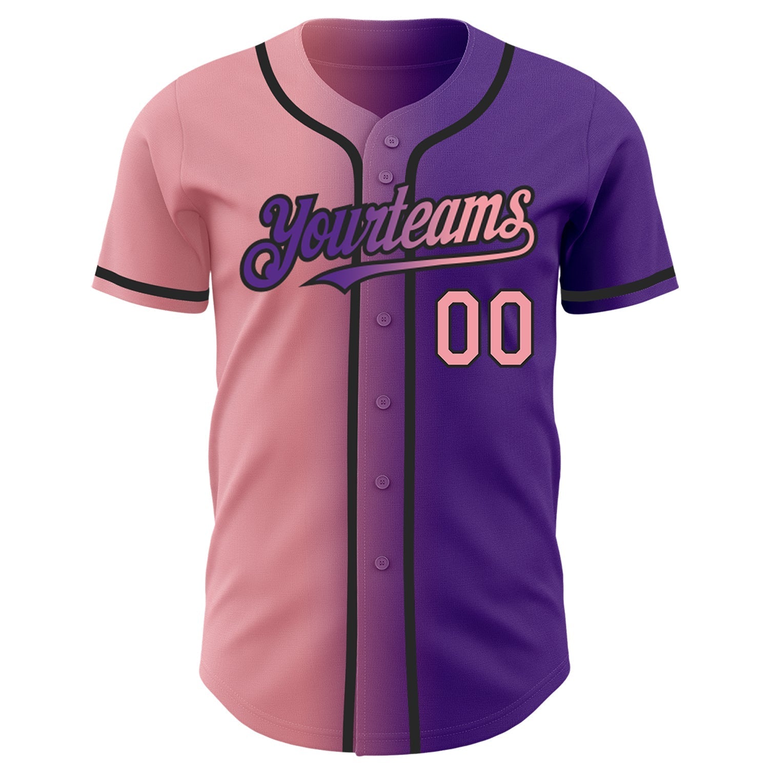 Custom Purple Medium Pink-Black Authentic Gradient Fashion Baseball Jersey baseball jersey product view 2