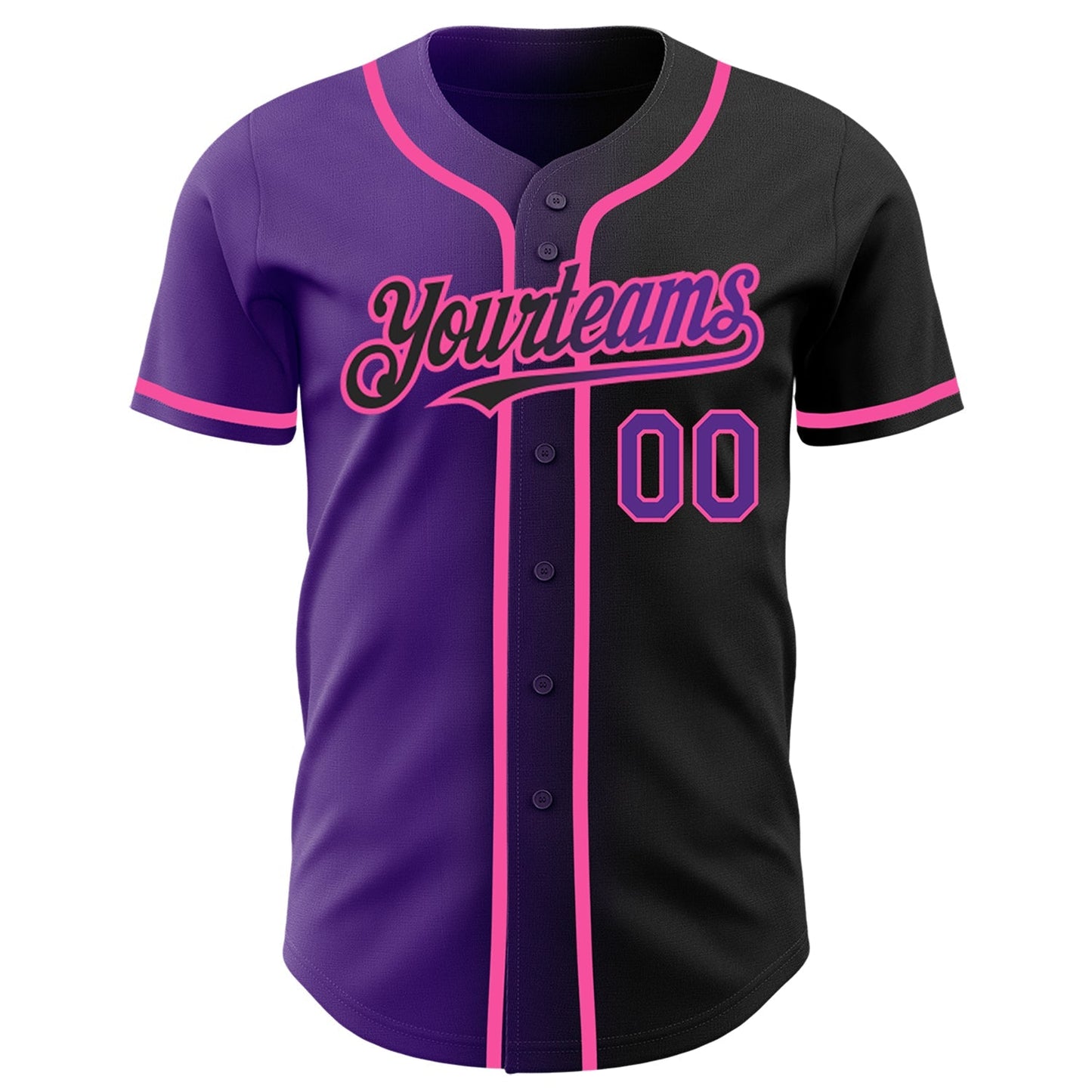Custom Black Purple-Pink Authentic Gradient Fashion Baseball Jersey baseball jersey product view 2