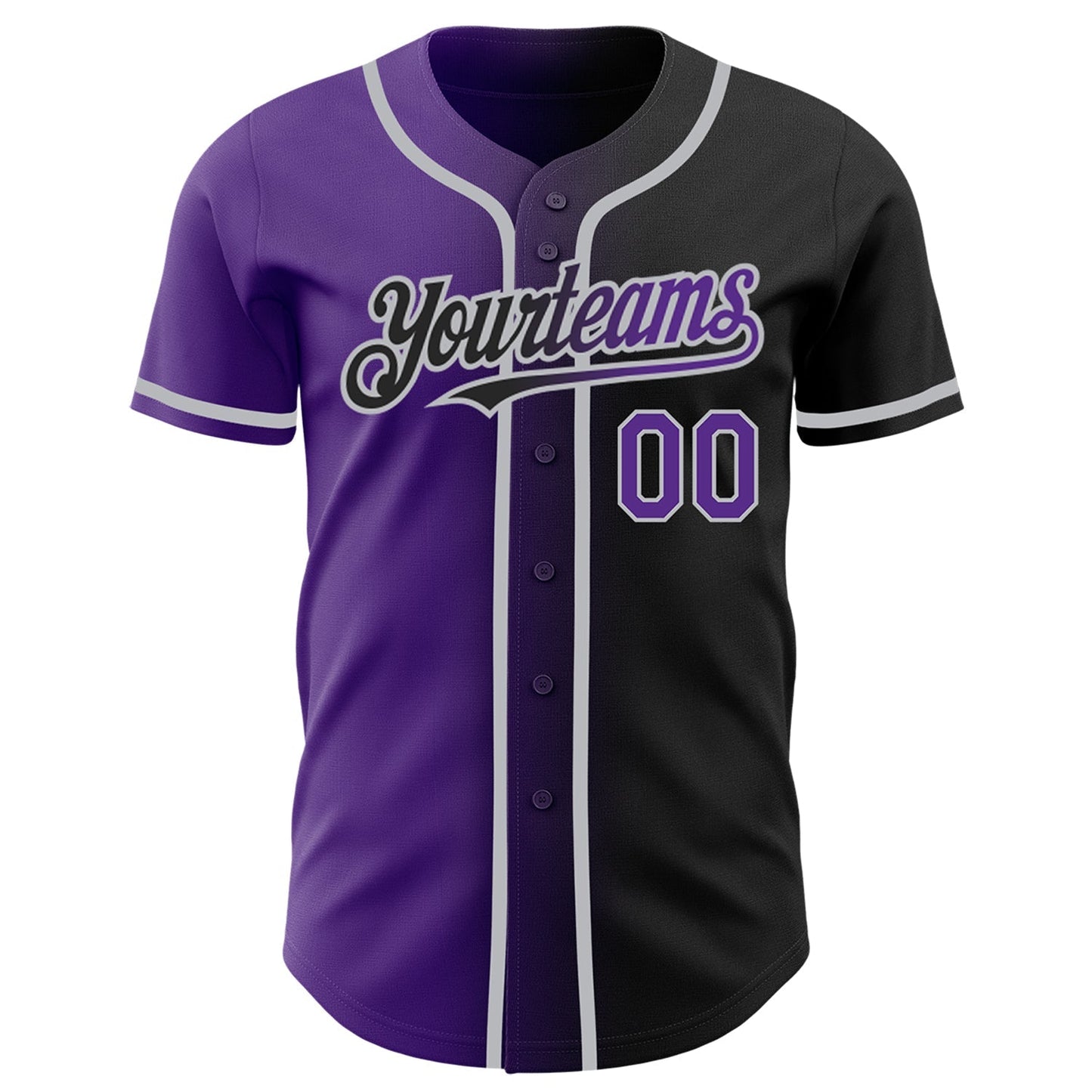 Custom Black Purple-Gray Authentic Gradient Fashion Baseball Jersey baseball jersey product view 2