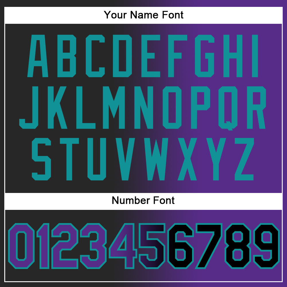 Custom Black Purple-Teal Authentic Gradient Fashion Baseball Jersey baseball jersey product view 5