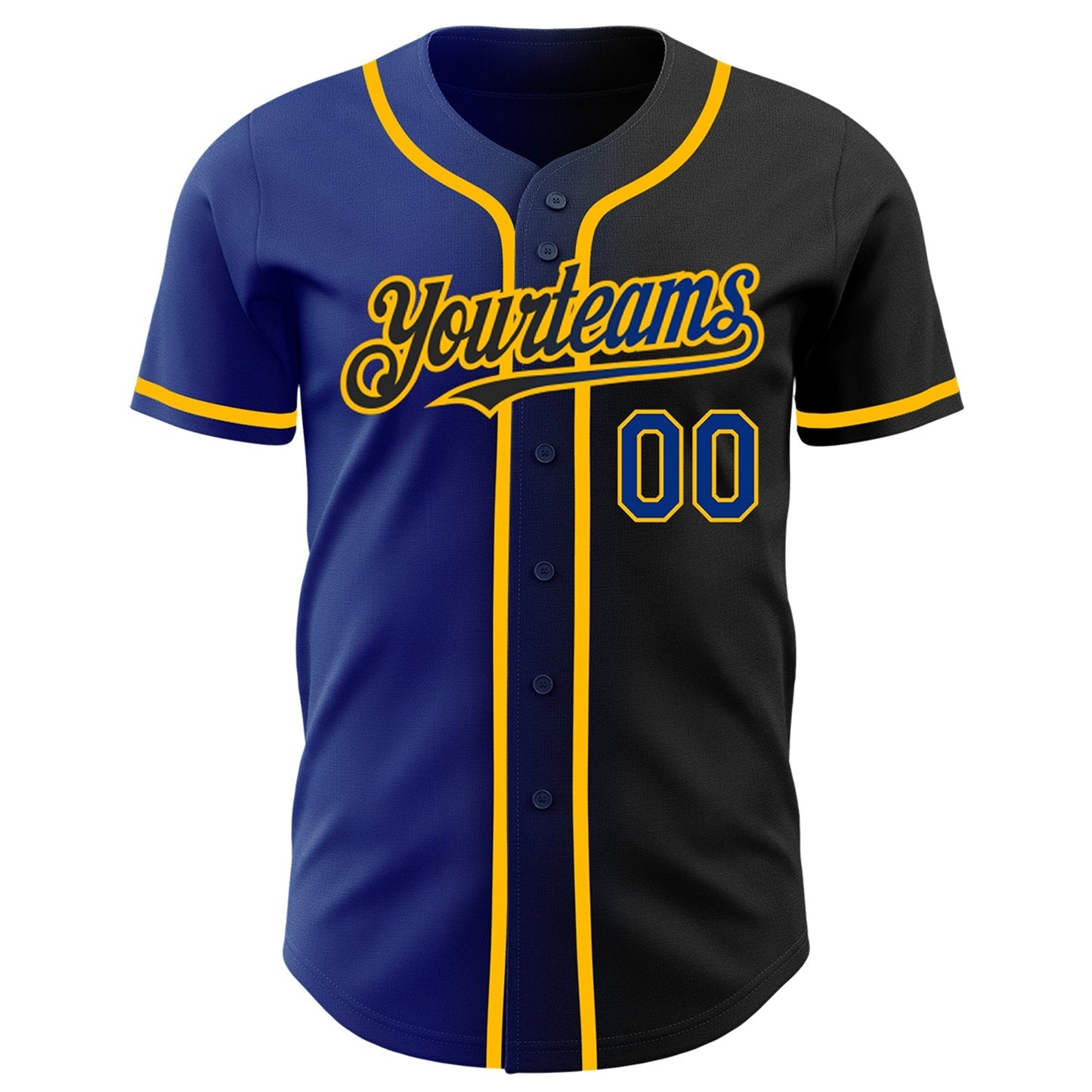 Custom Black Royal-Gold Authentic Gradient Fashion Baseball Jersey baseball jersey product view 2