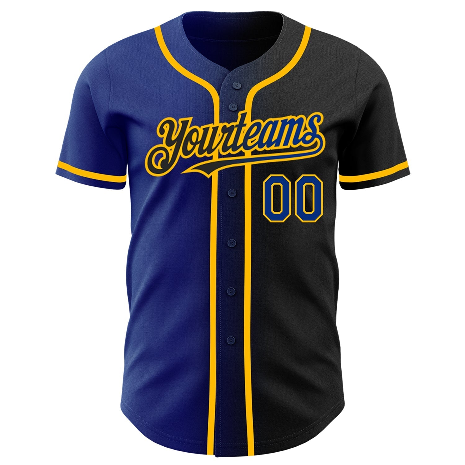 Custom Black Royal-Gold Authentic Gradient Fashion Baseball Jersey baseball jersey product view 2