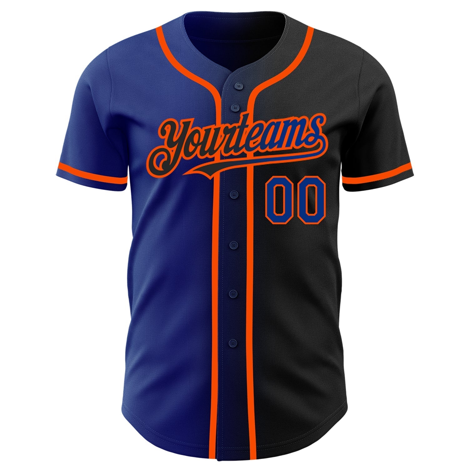 Custom Black Royal-Orange Authentic Gradient Fashion Baseball Jersey baseball jersey product view 2