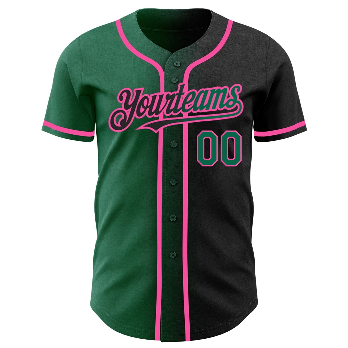 Custom Black Kelly Green-Pink Authentic Gradient Fashion Baseball Jersey baseball jersey product view 2