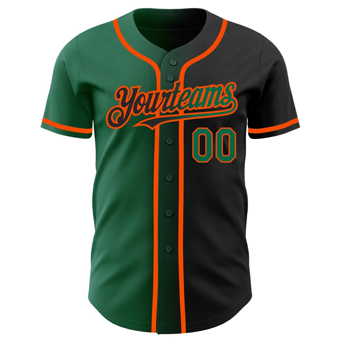Custom Black Kelly Green-Orange Authentic Gradient Fashion Baseball Jersey baseball jersey product view 2