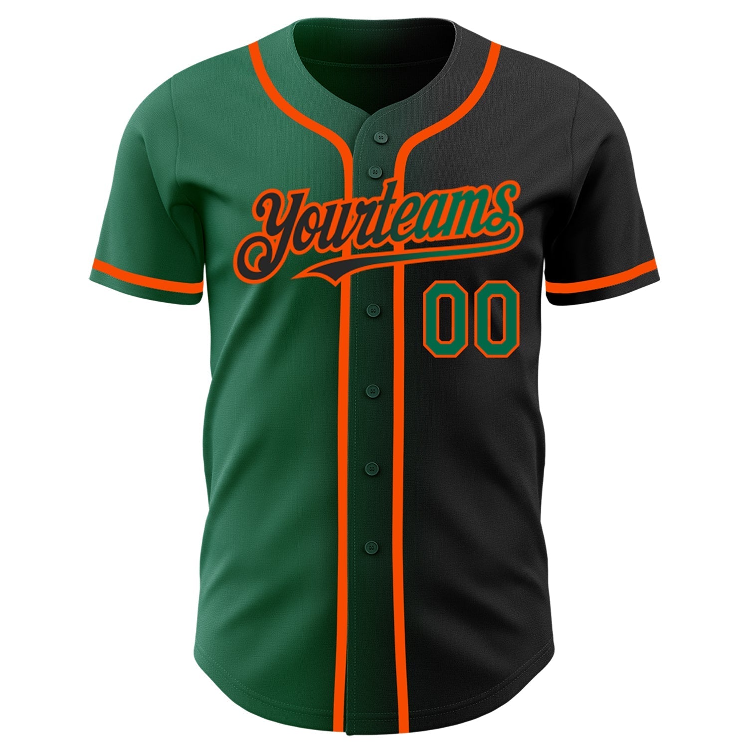 Custom Black Kelly Green-Orange Authentic Gradient Fashion Baseball Jersey baseball jersey product view 2
