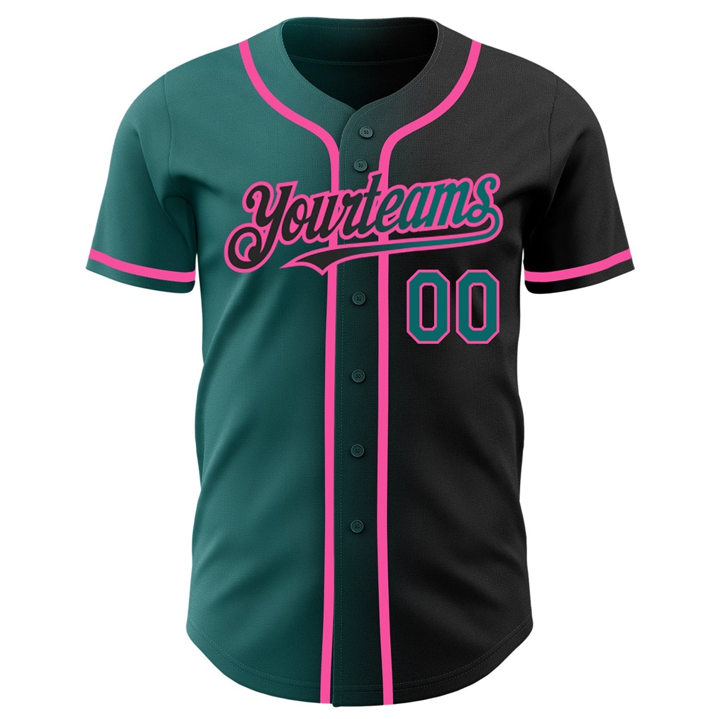 Custom Black Teal-Pink Authentic Gradient Fashion Baseball Jersey baseball jersey product view 3