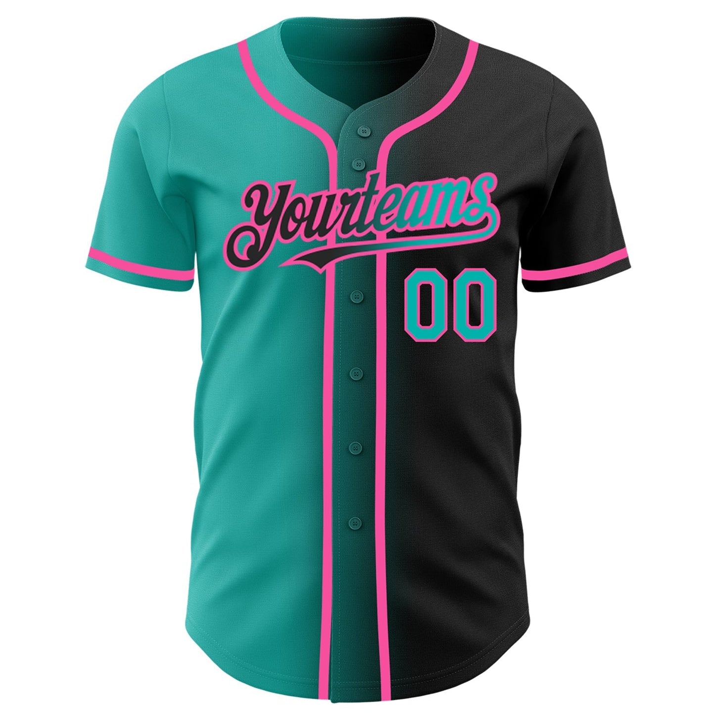 Custom Black Aqua-Pink Authentic Gradient Fashion Baseball Jersey baseball jersey product view 2