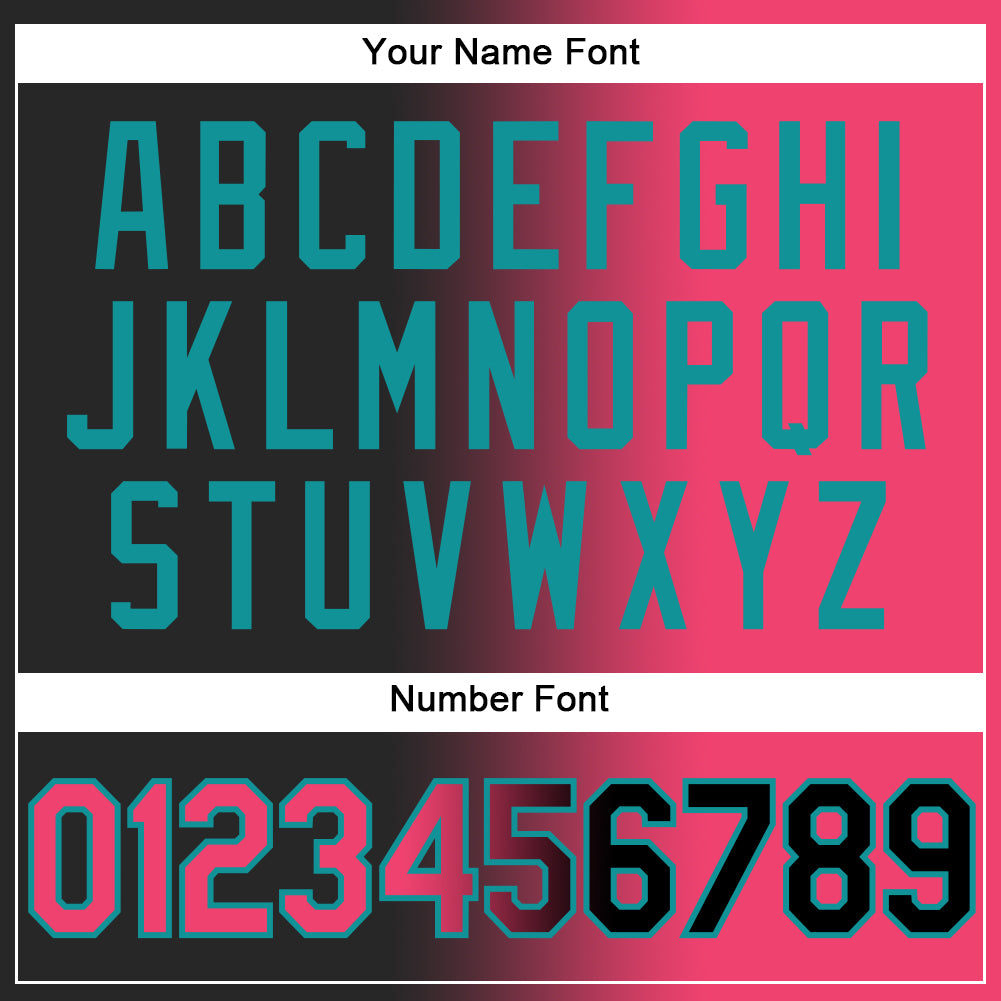 Custom Black Neon Pink-Teal Authentic Gradient Fashion Baseball Jersey baseball jersey product view 5
